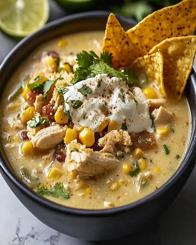 Chili Blanco de Pollo con Maíz Callejero Mexicano