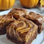 Brownies de queso crema de calabaza con remolino y glaseado de arcefile