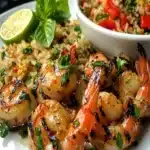 Camarón a la Parrilla: Receta de Tailandia 89 Camarones a la parrilla con chile tailandes y hierba limon con arroz frito de limafile