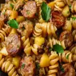 Receta de Rotini con Salchicha y Manzana Pasta Dulce y Saladafile