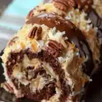 Gateau roule delicieux aux noix de pecan chocolat allemand et noix de cocofile