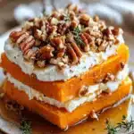 Recette de delice de patates douces au miel aux noix de pecan et au fromage de chevrefile