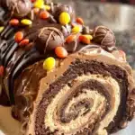Roll Cake de Mantequilla de Cacaos Reeses Receta de Postre Decadentefile