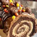 Roll Cake de Taza de Mantequilla de Mani de Reese Receta de Postre Decadentefile