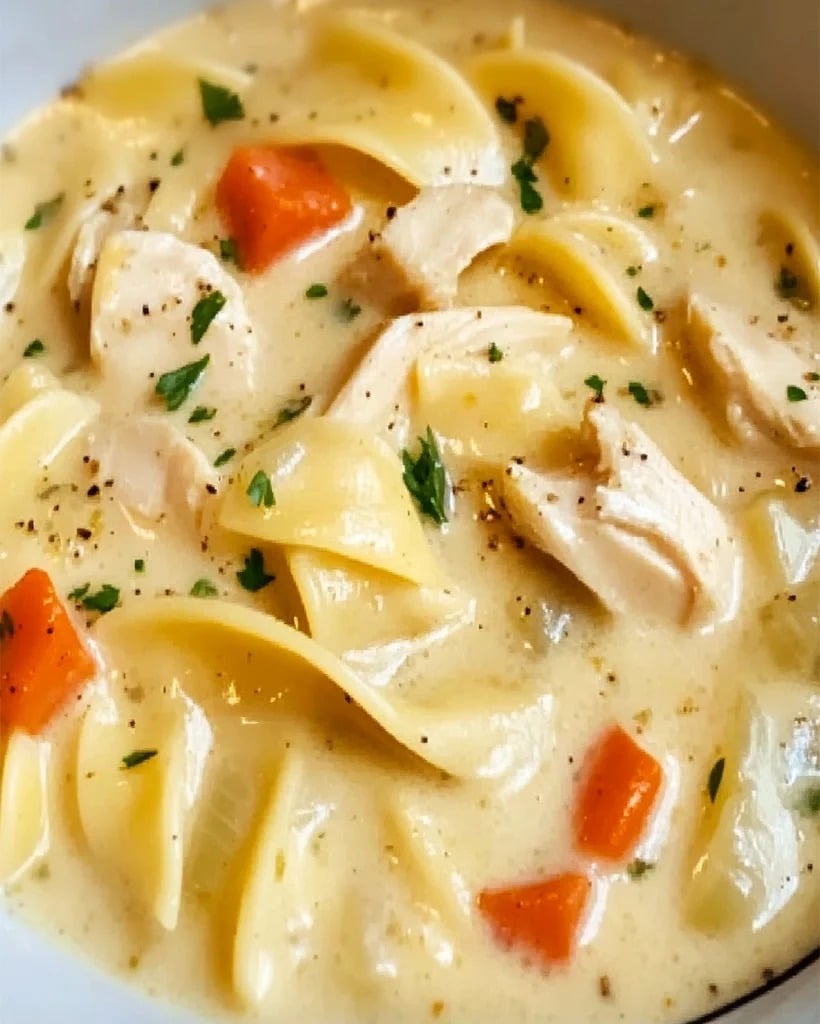 Sopa Cremosa de Pollo con Fideos: Cena Fácil y Rápida
