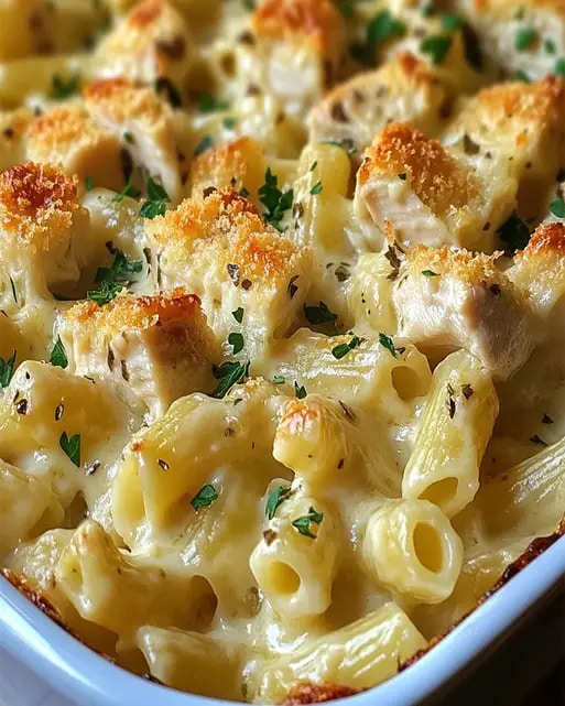 Pasta al Horno con Pollo y Salsa Cremosa: Receta Fácil