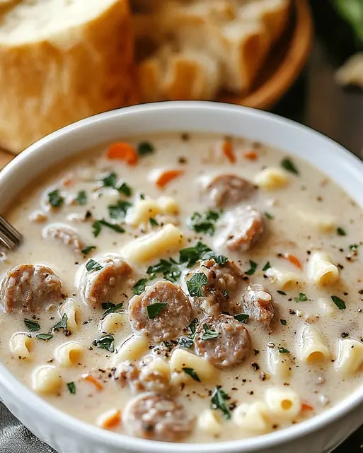 Sopa Cremosa de Salchicha Italiana con Ditalini: Cena Fácil