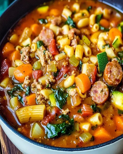 Sopa Minestrone de Salchicha: Receta Fácil para Cena