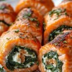 Rollitos de Salmón con Espinacas y Feta – Fácil Cena