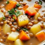 Sopa de Lentejas y Papas – Cena Vegana Fácil y Rápida