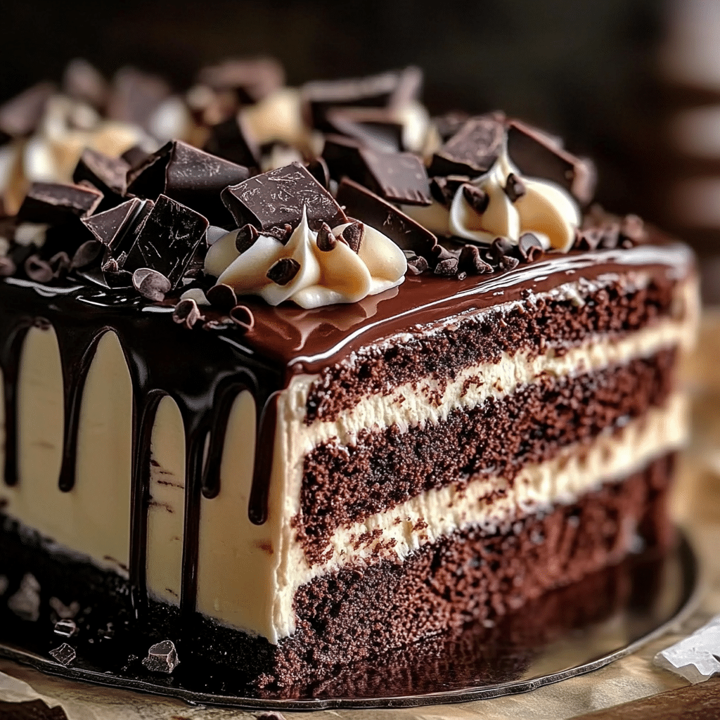 Pastel de Chocolate y Vainilla con Ganache y Decoración de Chocolate