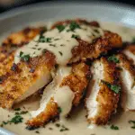 Pollo Crustado con Parmesano y Salsa Cremosa de Ajo