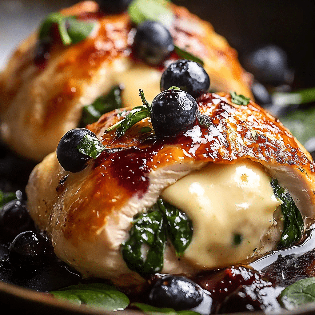 Pollo Relleno de Arándanos y Espinacas con Brie