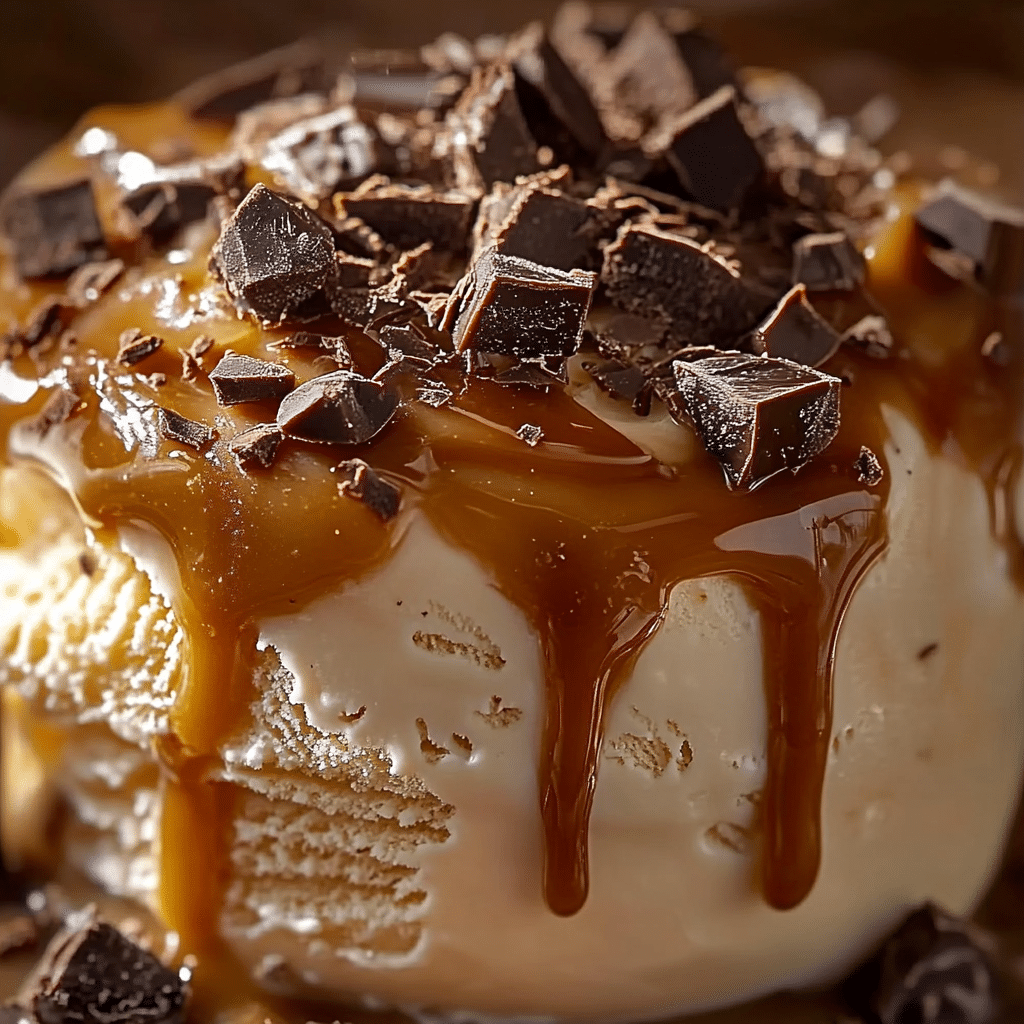 Pudín de Helado con Dulce de Leche y Trozos de Chocolate