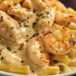 Pasta Cremosa con Camarones y Pollo