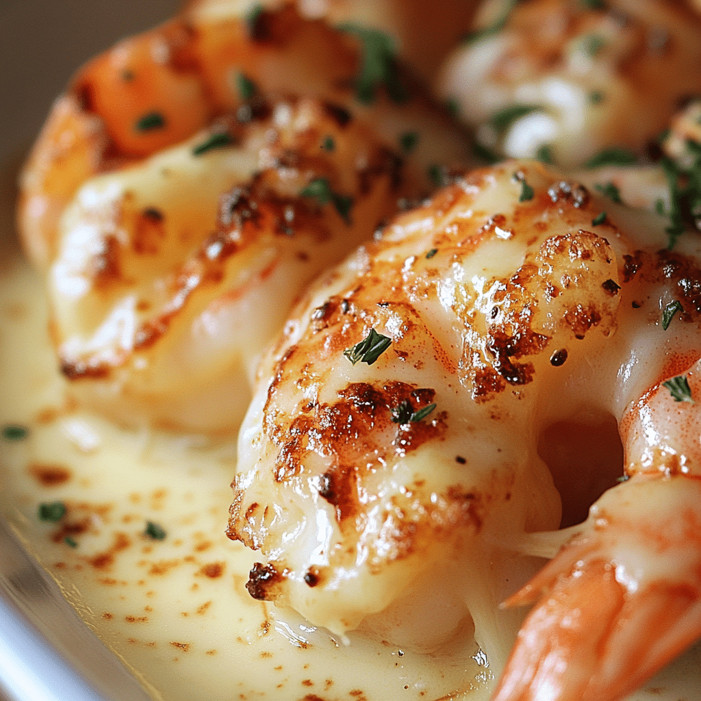 Camarones en salsa de queso