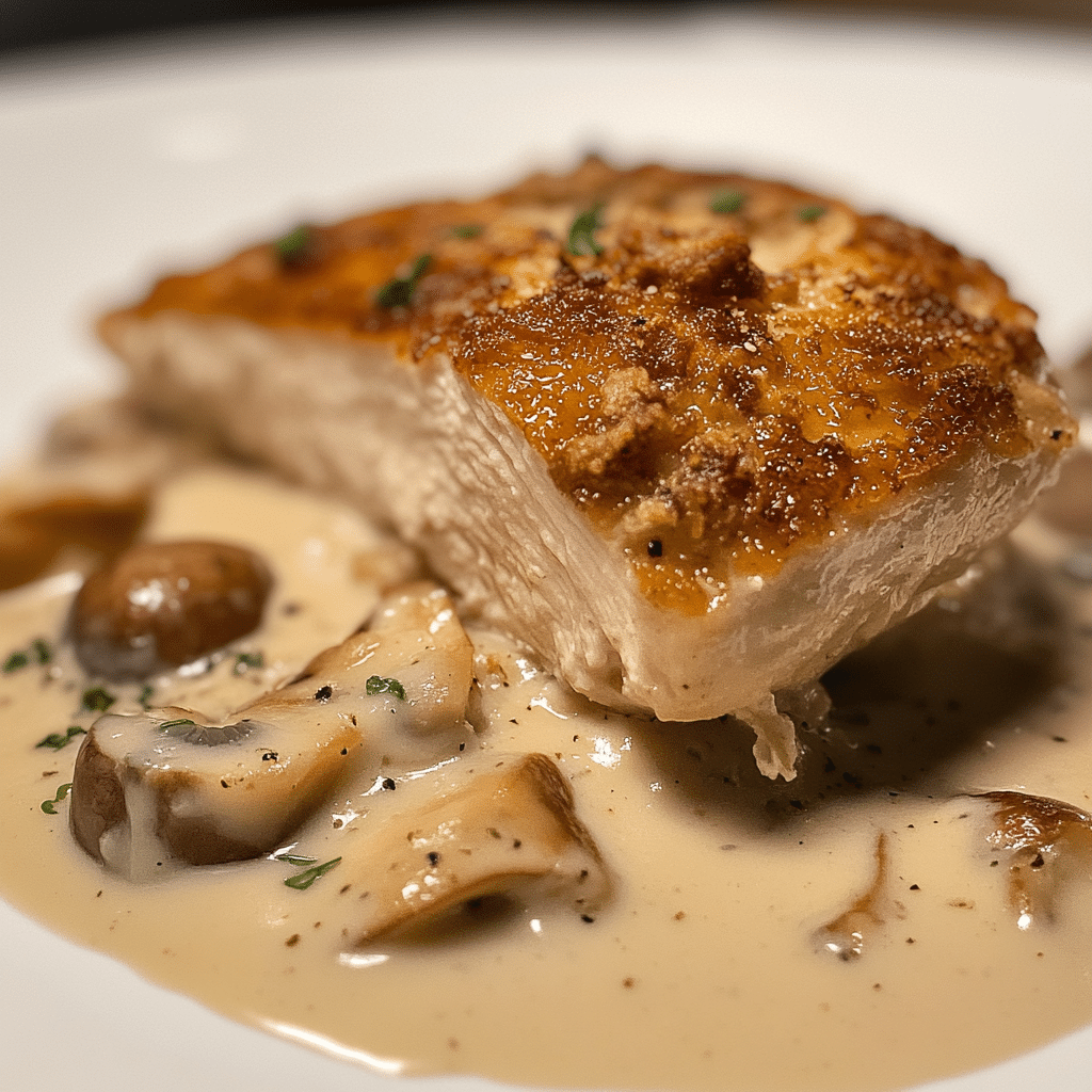 Pollo a la Crema con Champiñones