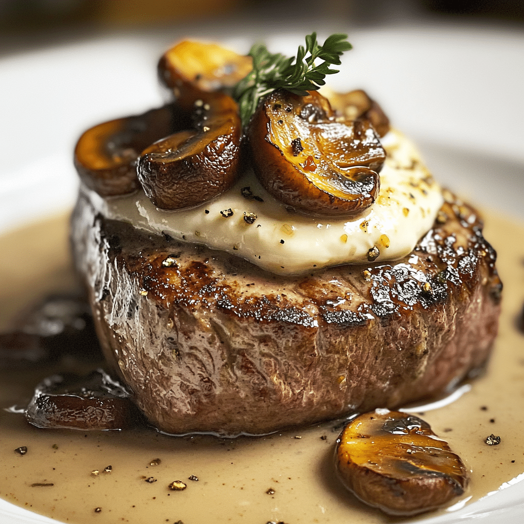 Filete Mignon con Boursin y Champiñones
