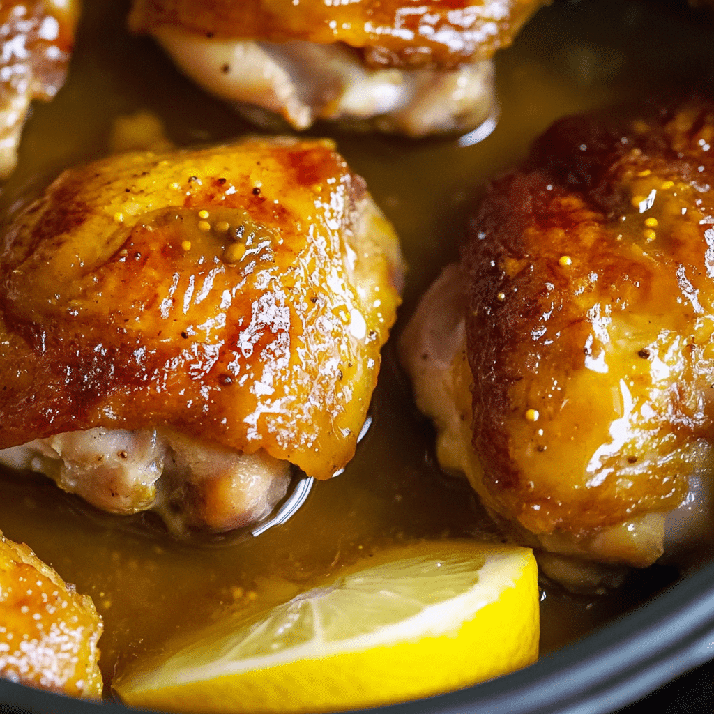 Muslos de pollo con limón, mostaza y miel