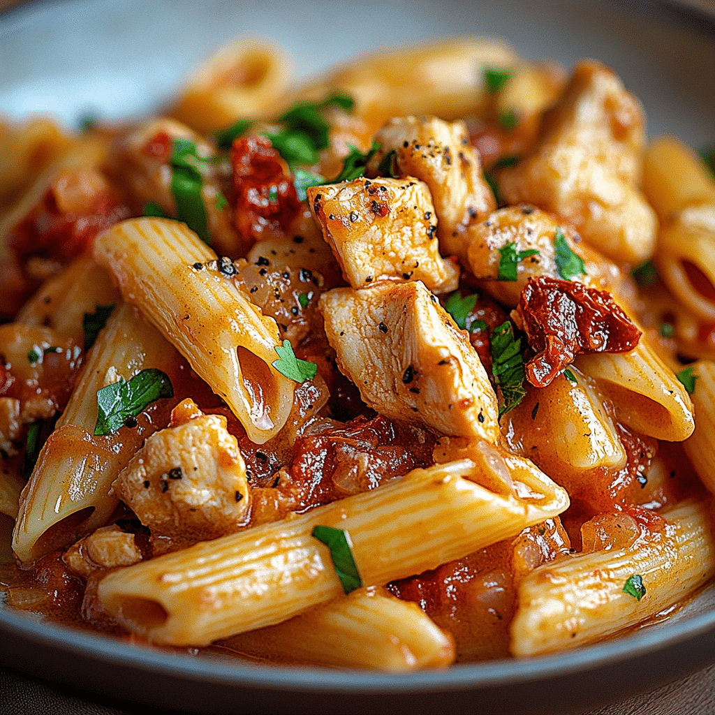 Pasta con Pollo en Salsa de Tomates Secos 47 Pasta con Pollo en Salsa de Tomates Secos