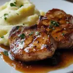 Chuletas de Cerdo con Miel y Ajo con Puré de Patatas