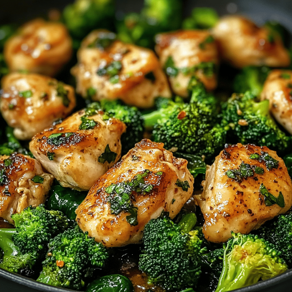 Pollo al Ajo con Brócoli y Espinacas