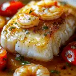 Bacalao Fresco con Gambas y Pimientos