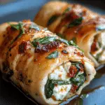 Pollo enrollado con feta, espinacas y tomates secos