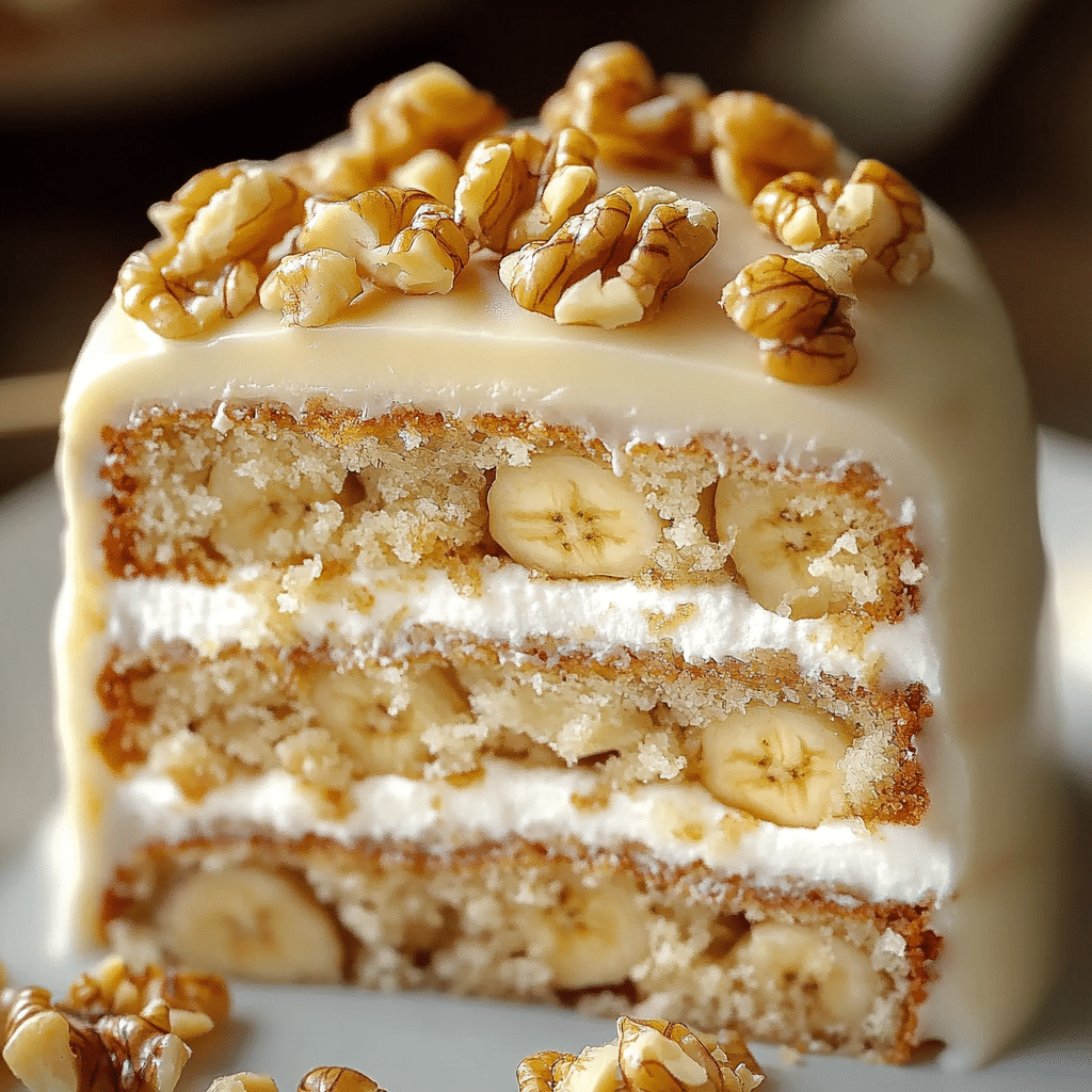 Pastel de Crema de Plátano y Nueces con Chocolate Blanco