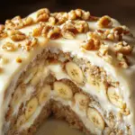 Pastel de Crema de Plátano y Nueces con Chocolate Blanco