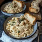 Fettuccine Alfredo con Pan de Ajo