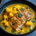 Salmón al Curry de Coco con Mango