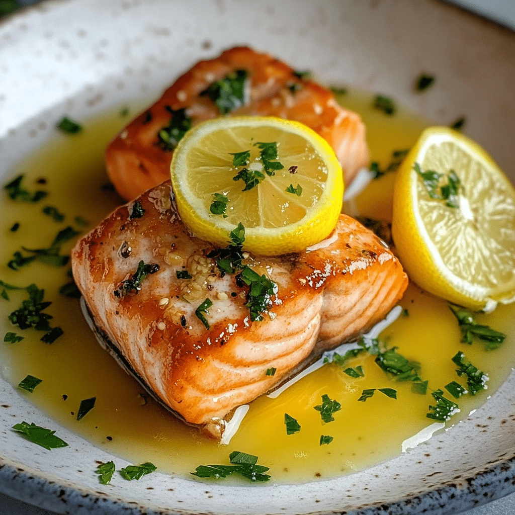 Salmón al Sartén con Salsa de Limón y Ajo