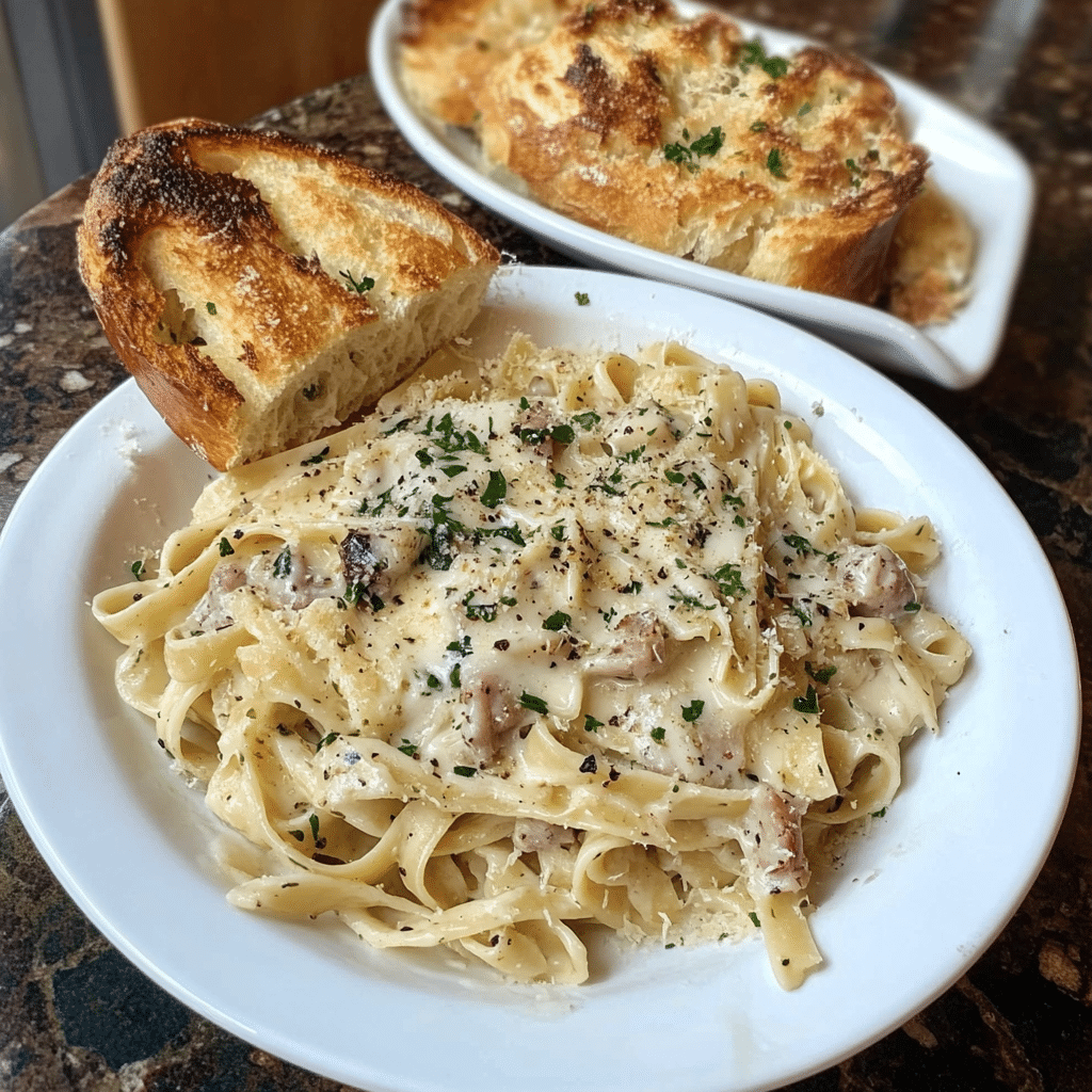 Fettuccine Alfredo con Pan de Ajo 71 Fettuccine Alfredo con Pan de Ajo