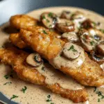 Tiras de Pollo Keto con Salsa de Champiñones Cremosa