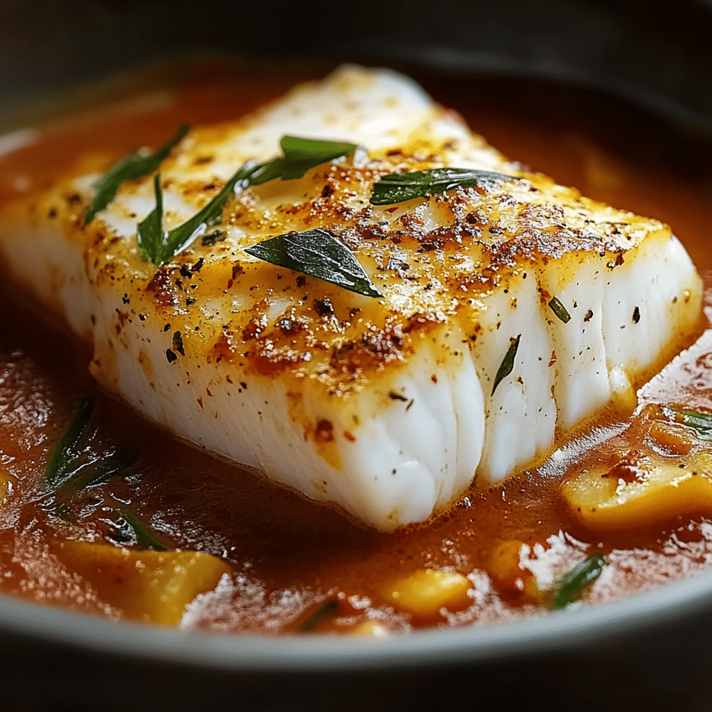 Bacalao en Salsa de Pimiento Rojo Asado