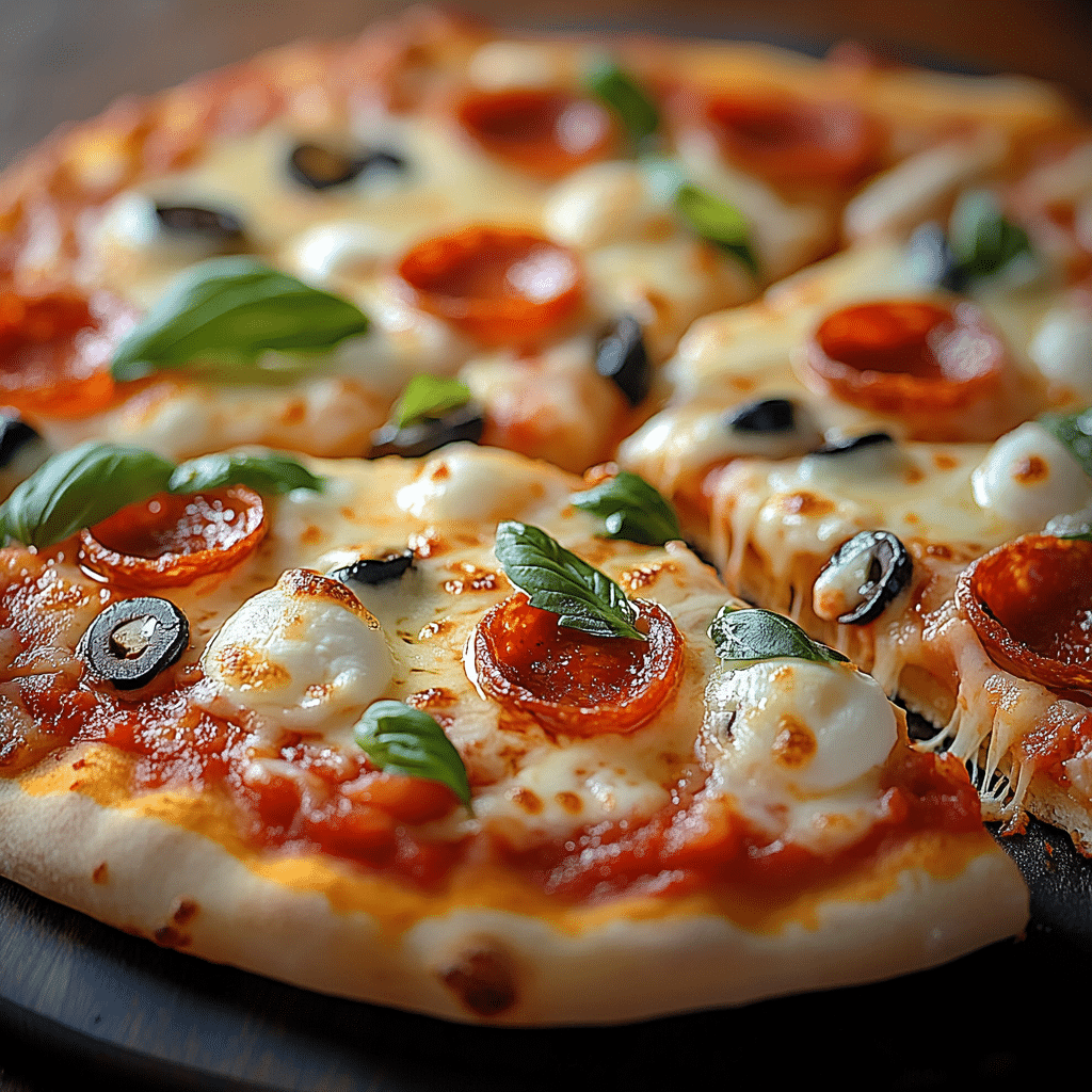 Pizza Casera con Queso Fundido
