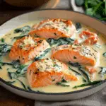 Salmón Cremoso con Parmesano y Espinacas
