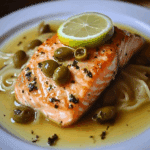 Filete de Salmón al Estilo Piccata con Limón y Aceitunas 55 Filete de Salmón al Estilo Piccata con Limón y Aceitunas