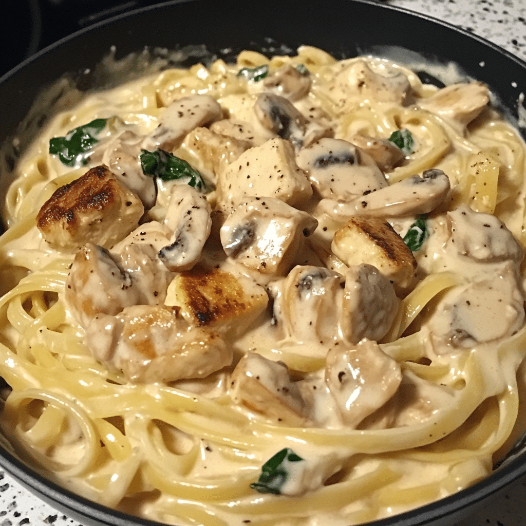 FETTUCCINE CREMOSO CON POLLO Y CHAMPIÑONES 79 FETTUCCINE CREMOSO CON POLLO Y CHAMPIÑONES
