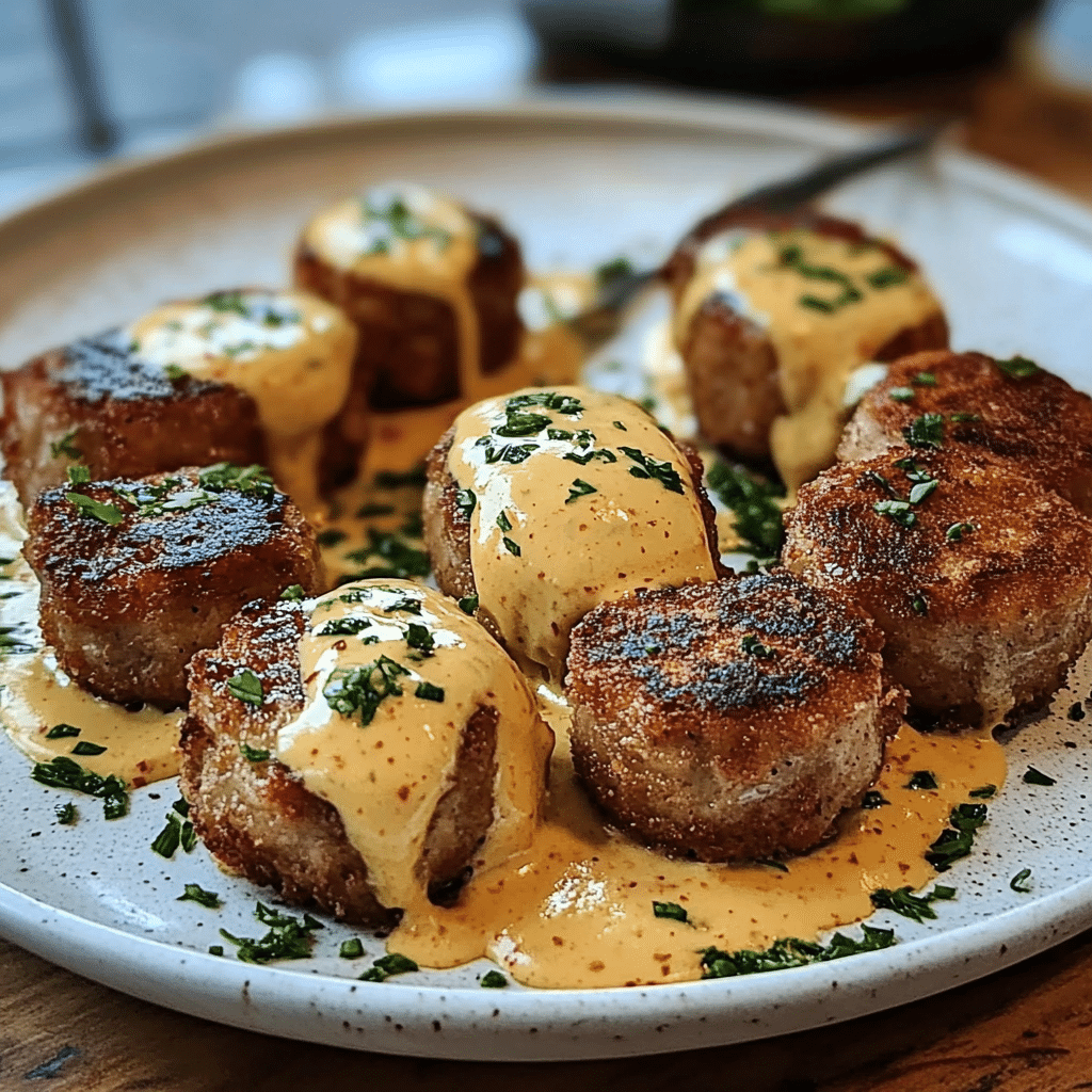 Medallones de res con salsa cremosa de mostaza