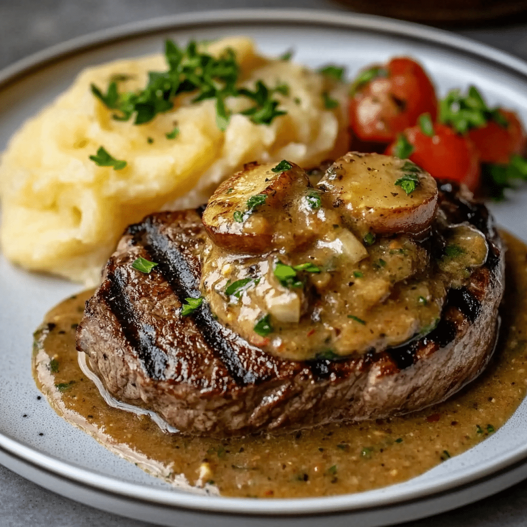 Receta de Bistec Jugoso con Salsa Cremosa y Puré
