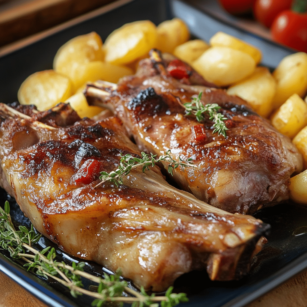 Pierna de cordero al horno con patatas