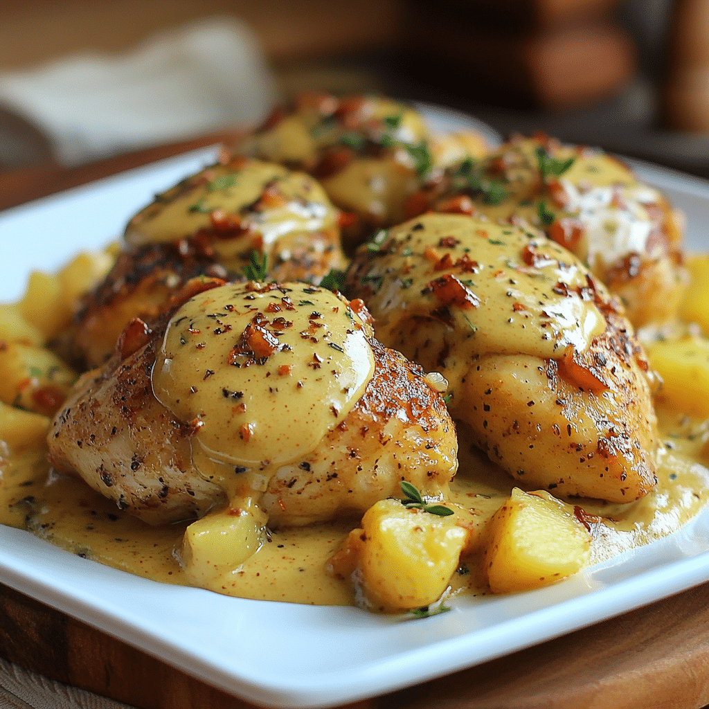 Pollo Cremoso con Mostaza de Dijon y Puré de Patatas