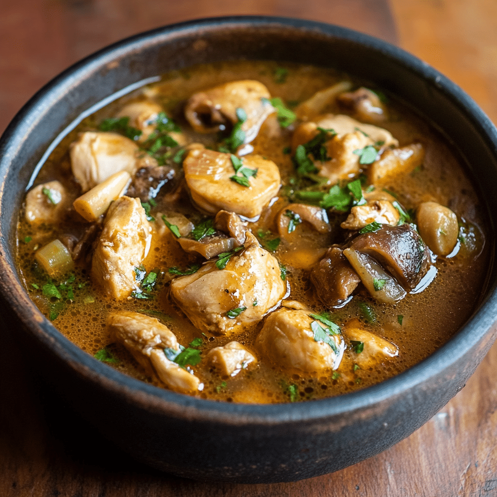 Sopa de Pollo y Champiñones Asada