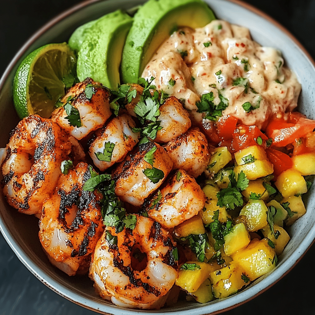 Bowl de Camarones a la Parrilla con Aguacate y Salsa: Una Delicia Fresca y Saludable 168 Bowl de Camarones a la Parrilla con Aguacate y Salsa: Una Delicia Fresca y Saludable