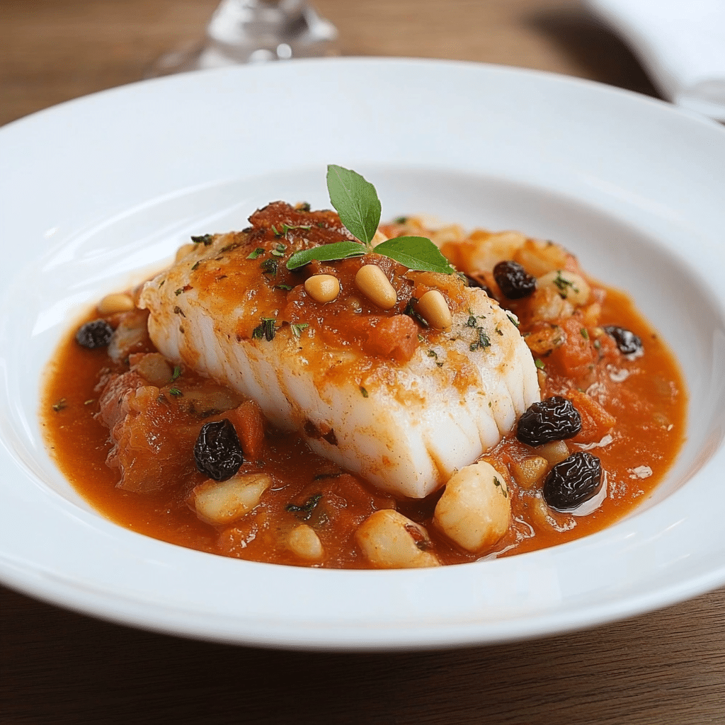 Bacalao con Tomate: Sabor Tradicional con Pasas y Piñones