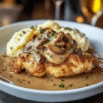 Pollo Frito: Salsa de Champiñones y Puré de Papas - Un Clásico Reinventado