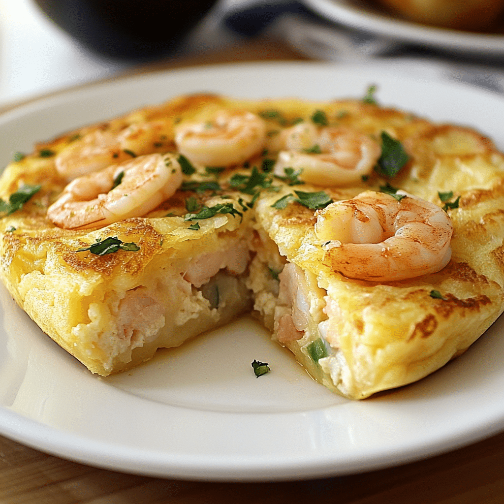 Tortilla de gambas receta de la abuela
