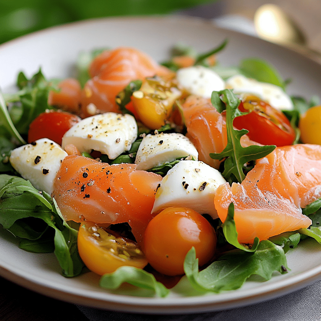 Ensalada de salmón ahumado y mozzarella receta fácil y rica